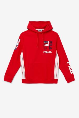 FILA Anders Hoodies Red / White / Navy,Mens Clothing | CA.DAYFPB280